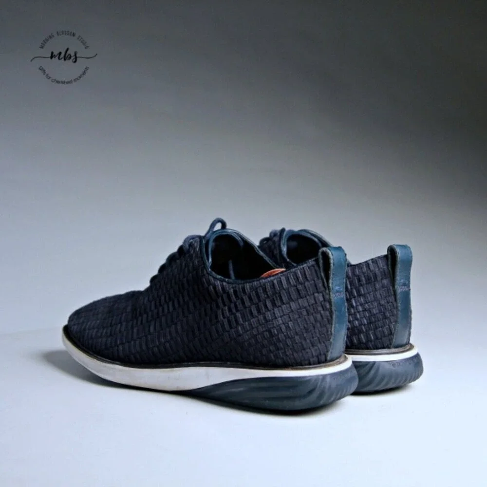 Cole Haan Grand Evolution Oxford Woven Leather Blue Shoes‎ Men 8.5